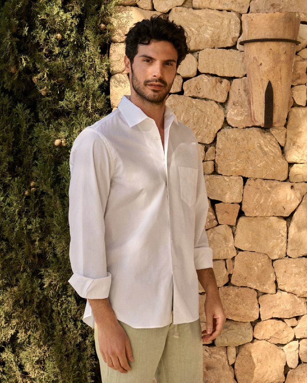 Manebí Poplin Panama Shirt - Off White Spedizione Gratuita