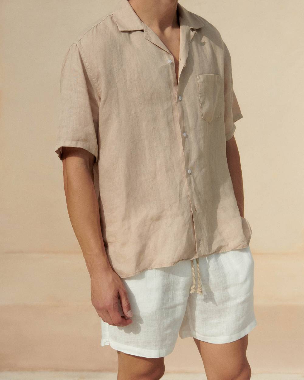 Manebí Washed Linen Malibu Shorts - White Negozi Online
