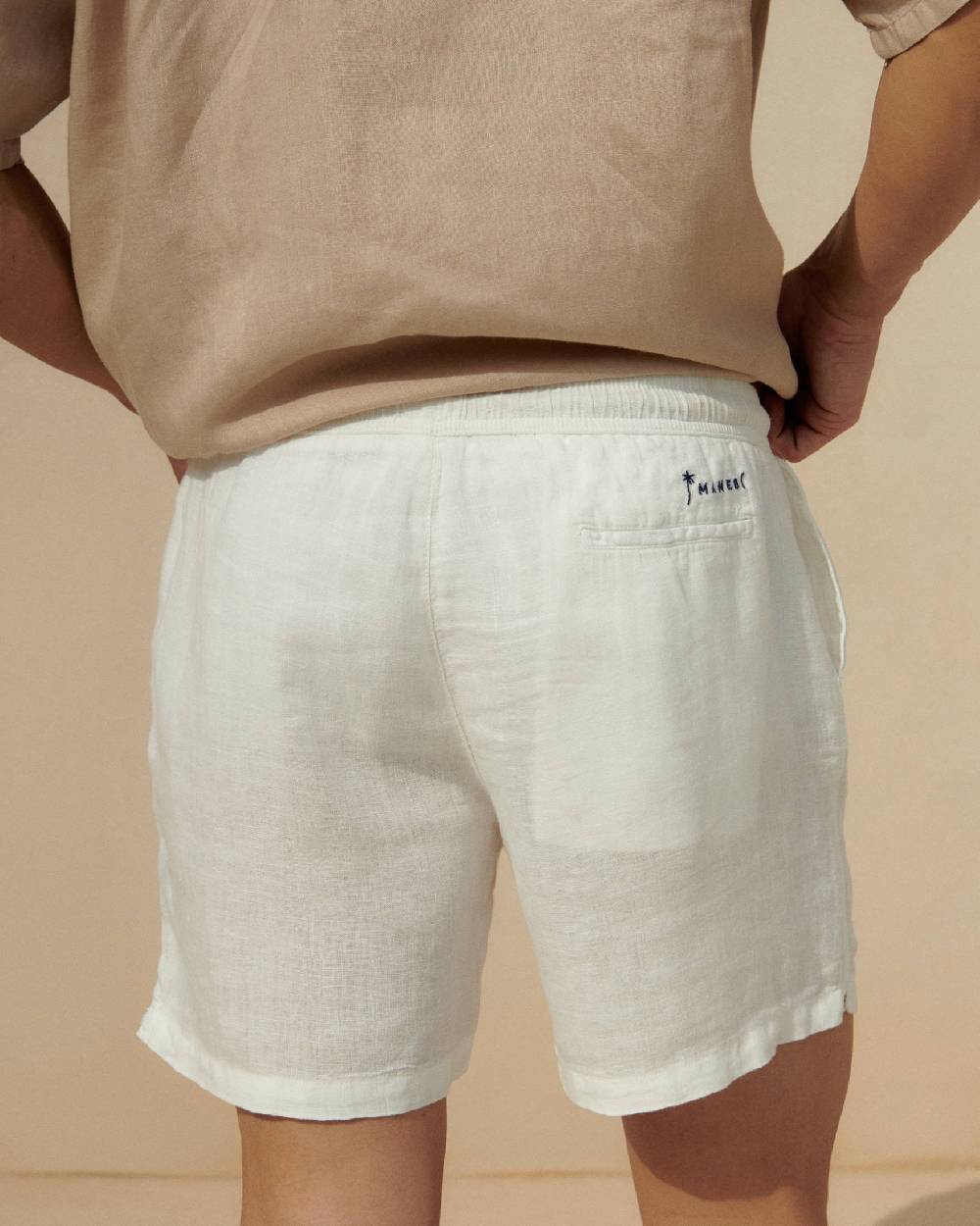Manebí Washed Linen Malibu Shorts - White Negozi Online