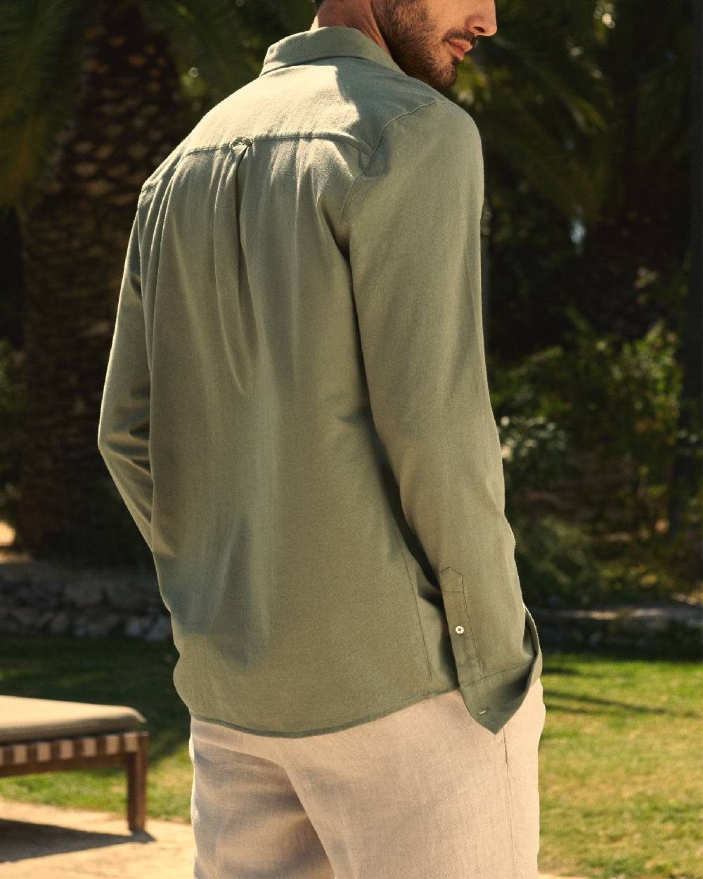 Manebí Organic Cotton Pedro Shirt - Long Sleeve Kaki Green Acquista Ora