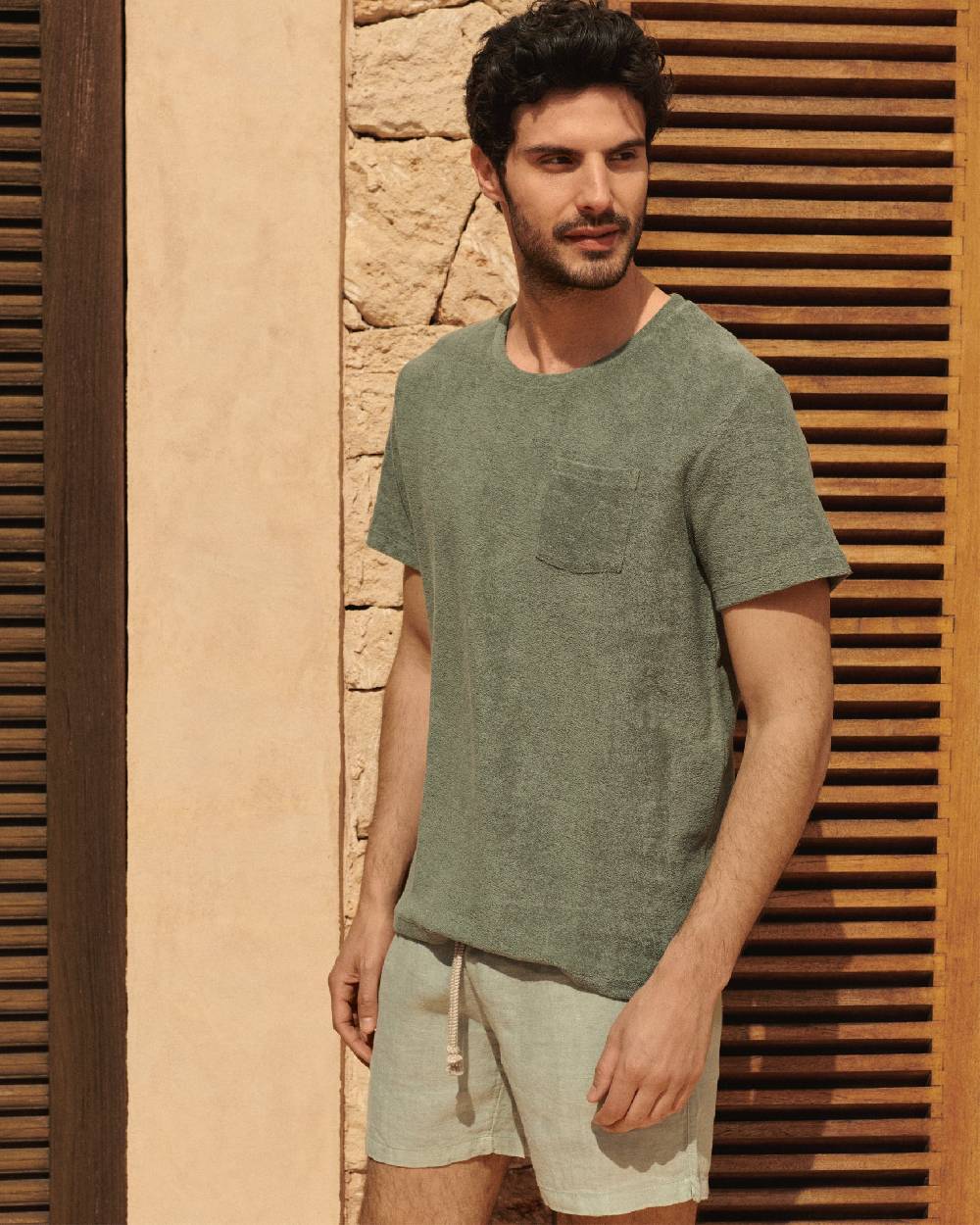 Manebí Terry Cotton Emilio T-Shirt - Made in Portugal Kaki Terry Cotton Consegna Veloce