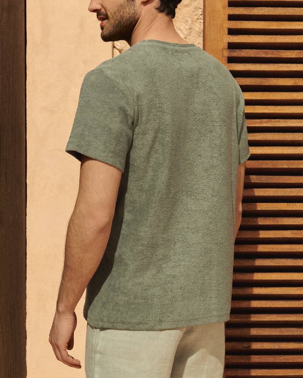 Manebí Terry Cotton Emilio T-Shirt - Made in Portugal Kaki Terry Cotton Consegna Veloce