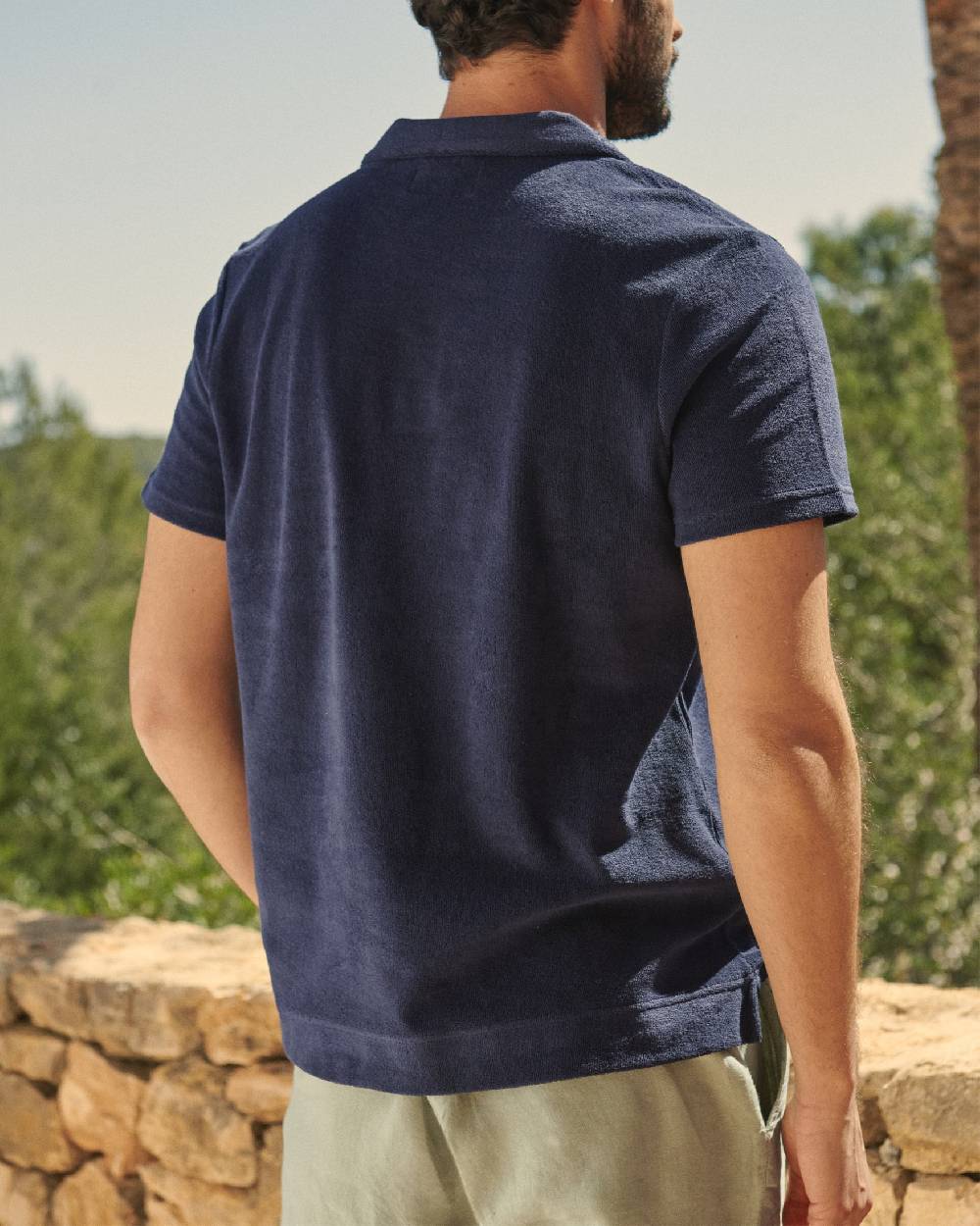 Manebí Organic Terry Cotton Olive Polo Shirt - Navy Fino Al -60%