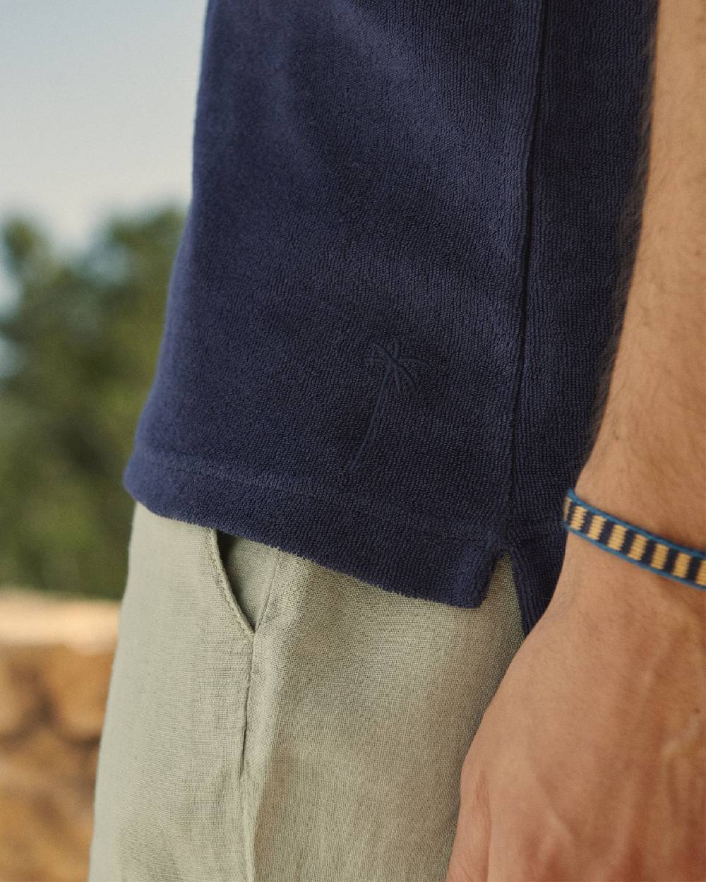 Manebí Organic Terry Cotton Olive Polo Shirt - Navy Fino Al -60%