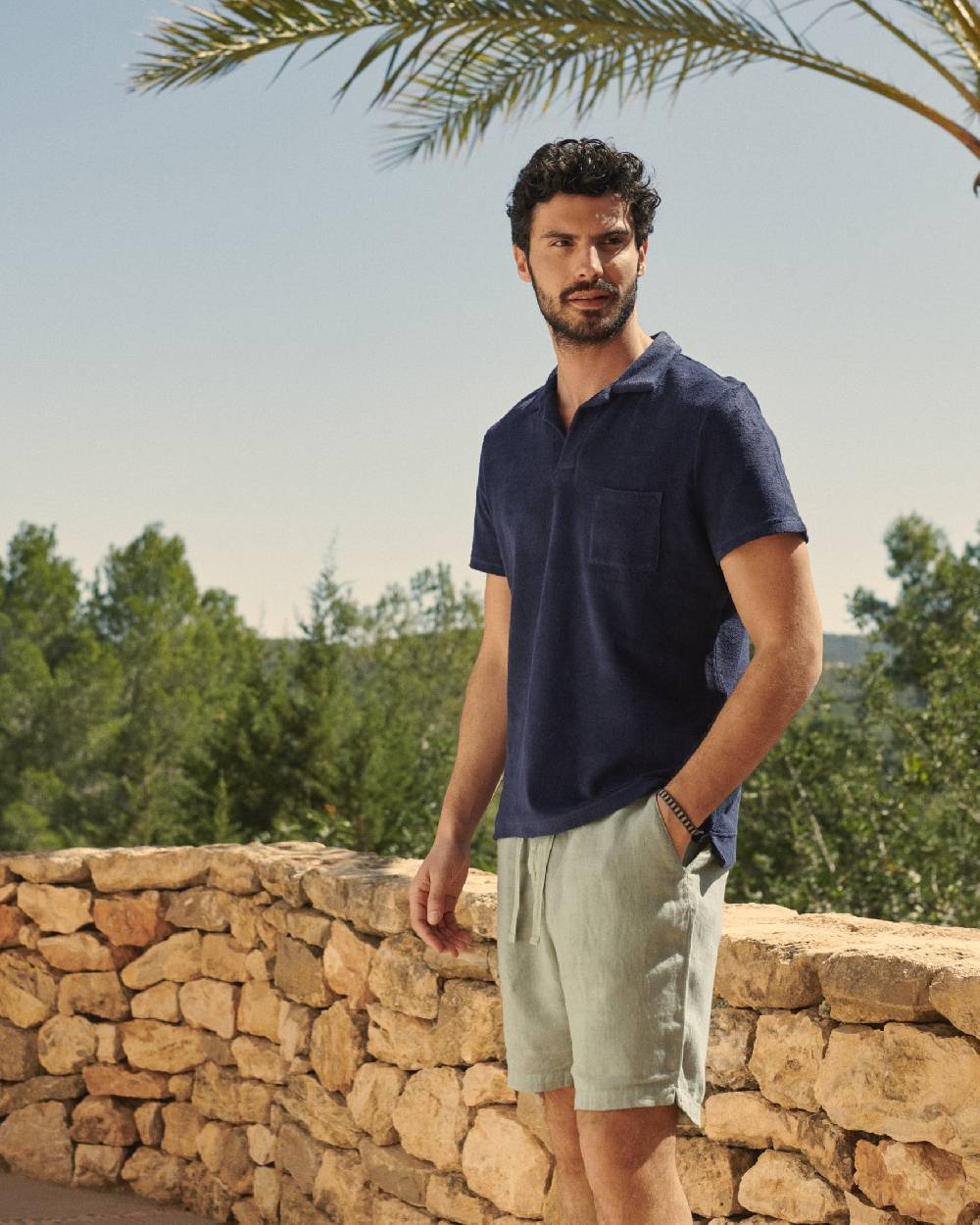 Manebí Organic Terry Cotton Olive Polo Shirt - Navy Fino Al -60%