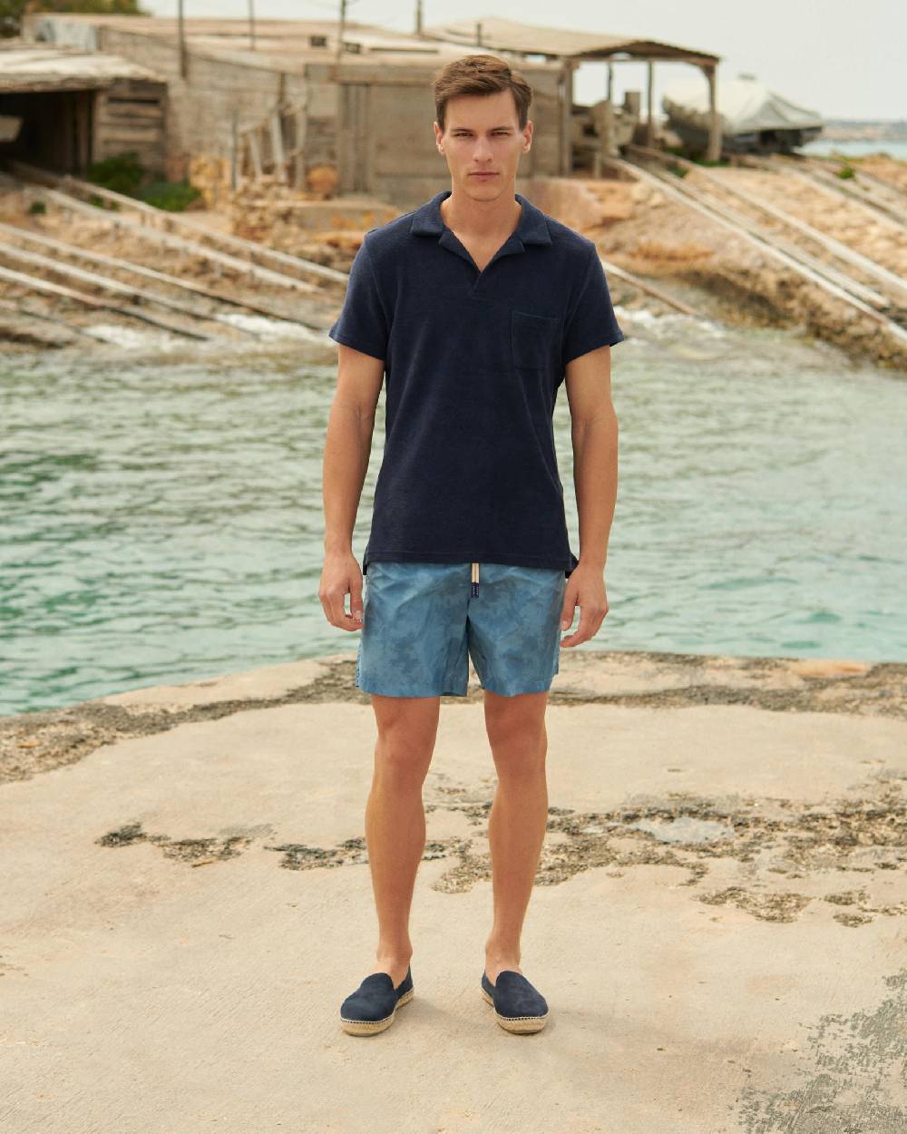 Manebí Organic Terry Cotton Olive Polo Shirt - Navy Fino Al -60%