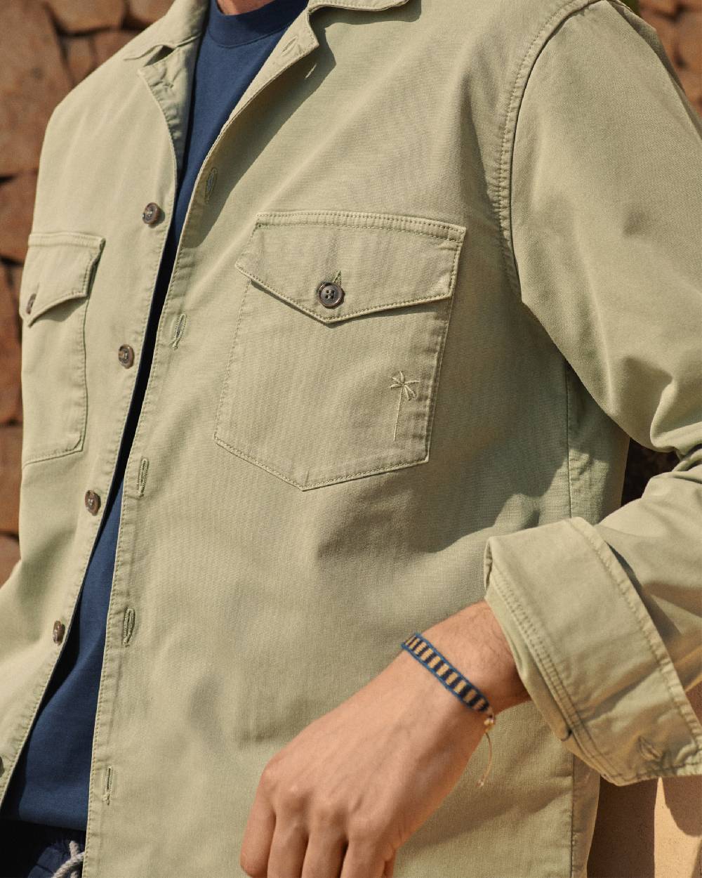 Manebí Stonewashed Cotton|Santa Fe Field Jacket - Embroidered Logo Military Green Shopping Online