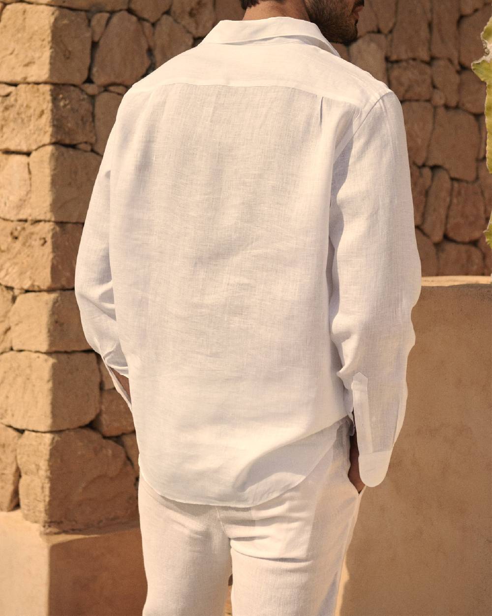 Manebí Linen Nassau Polo Shirt - Embroidered Palm Off White Prezzo Ridotto