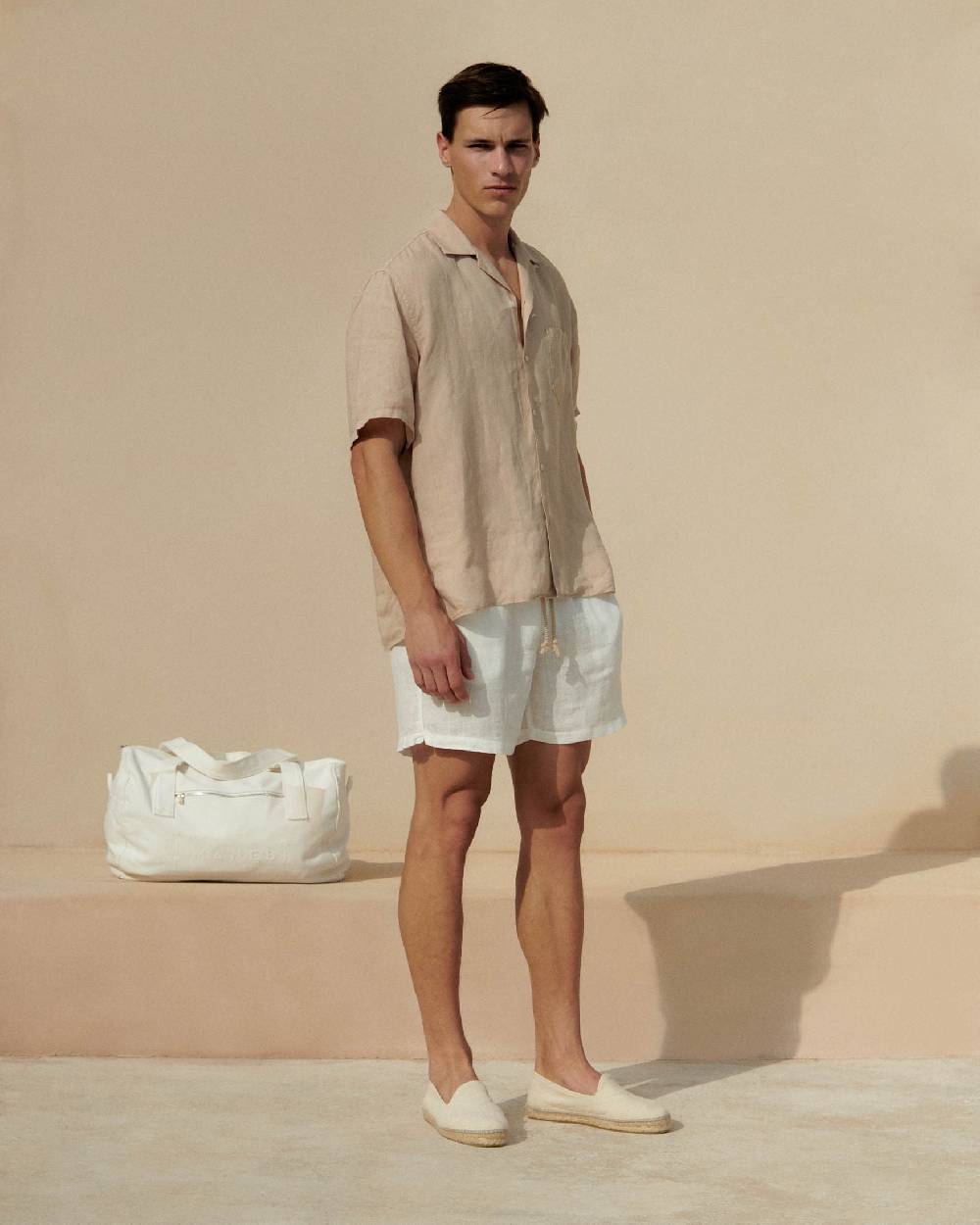 Manebí Washed Linen Havana|Camp-Collar Shirt - Sand Sottocosto