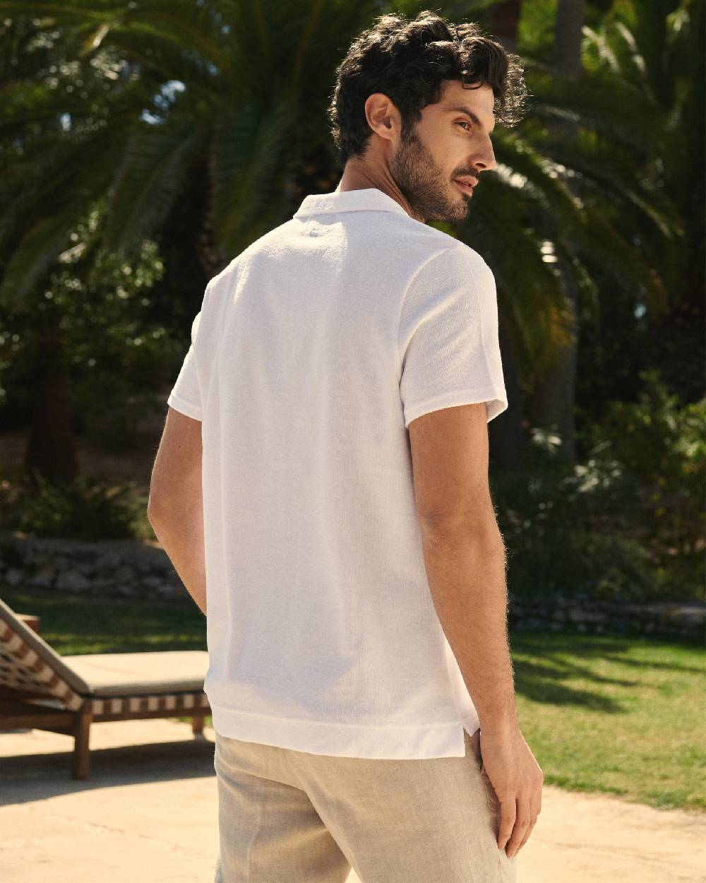 Manebí Organic Terry Cotton Olive Polo Shirt - Short Sleeves White Presa