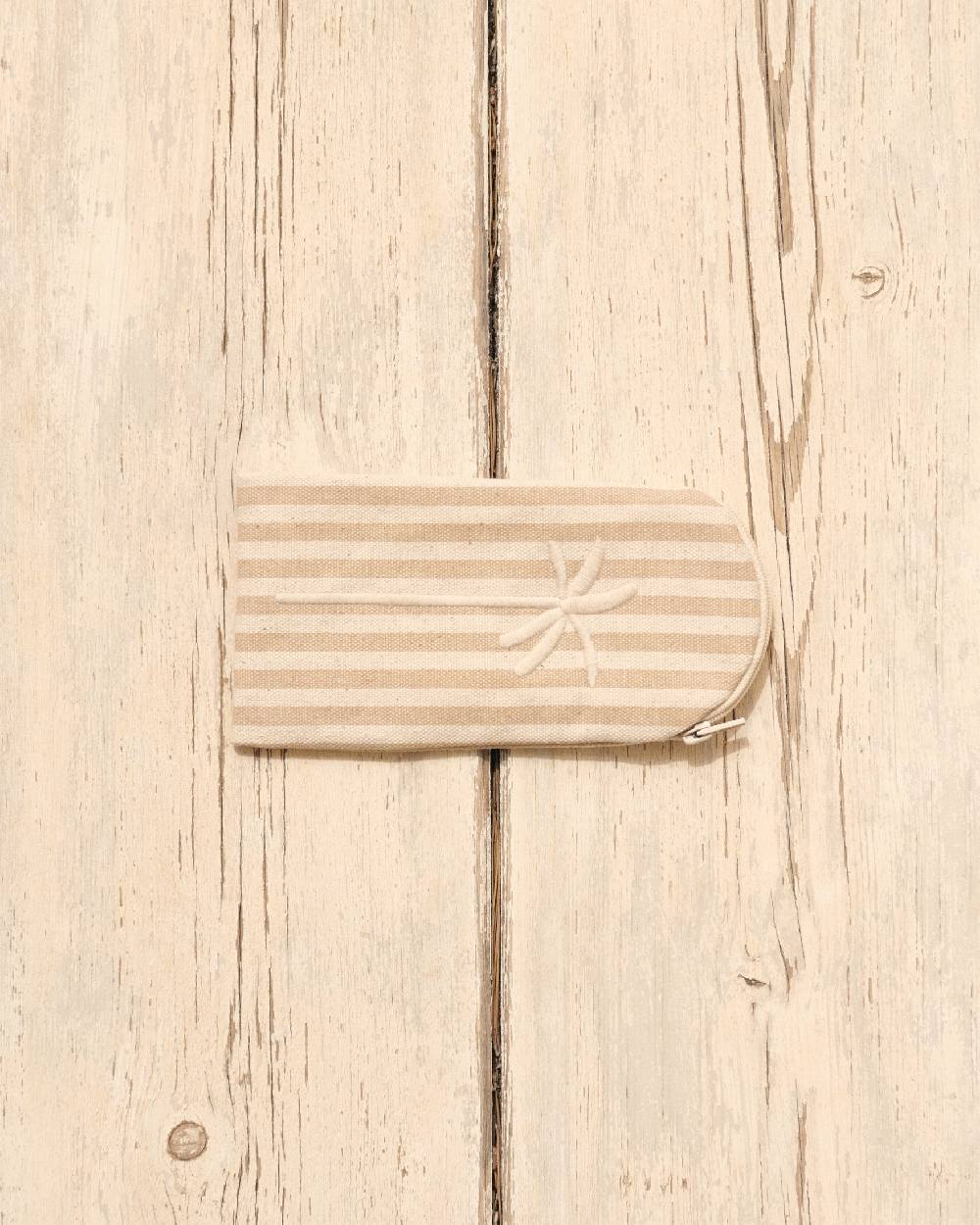 Manebí Canvas Sunglasses Case - Portofino White \u0026 Beige Stripes Economico