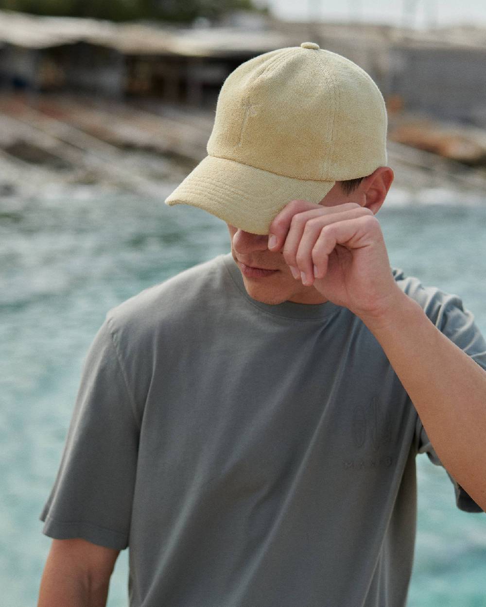 Manebí Organic Terry Cotton Lucca Cap - Embroidered Logo Sand Online