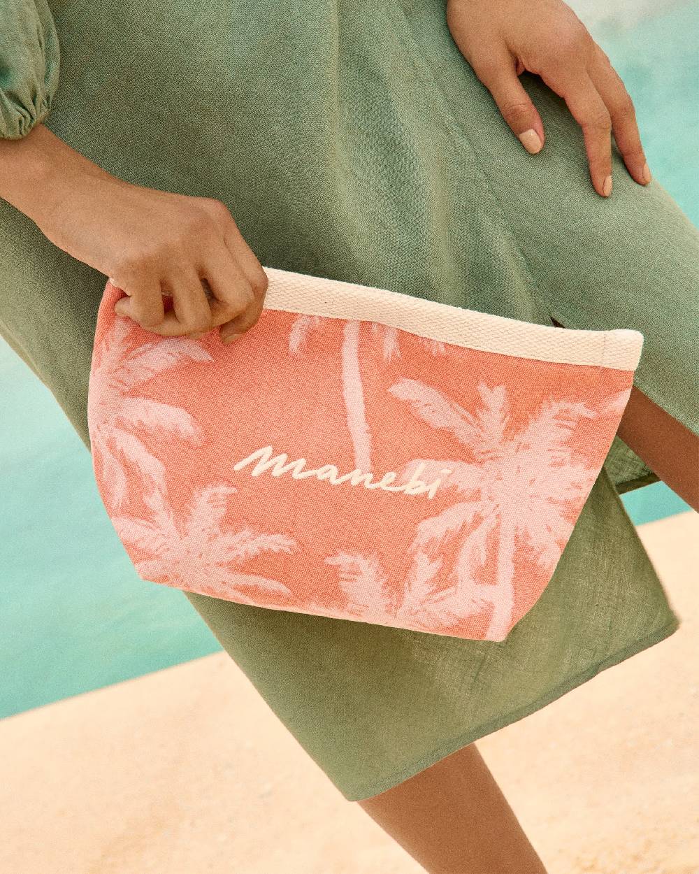 Manebí Canvas Tender2Tote - Sunbaked \u0026 Cream Pink Maxi Palm Vendite Flash
