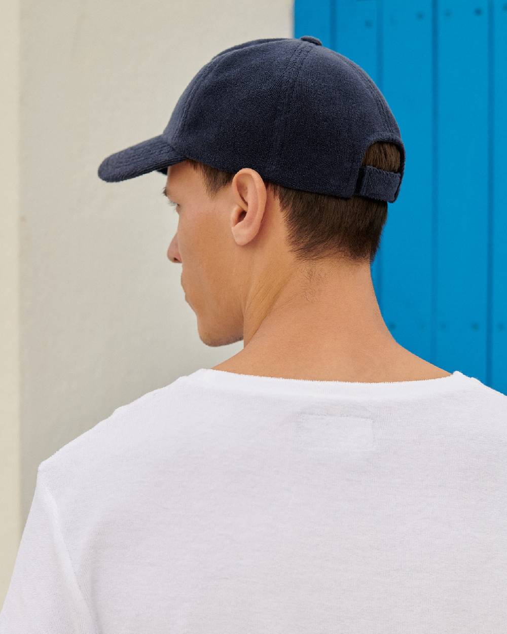 Manebí Organic Terry Cotton Lucca Cap - Embroidered Logo - Navy Spedizione gratuita