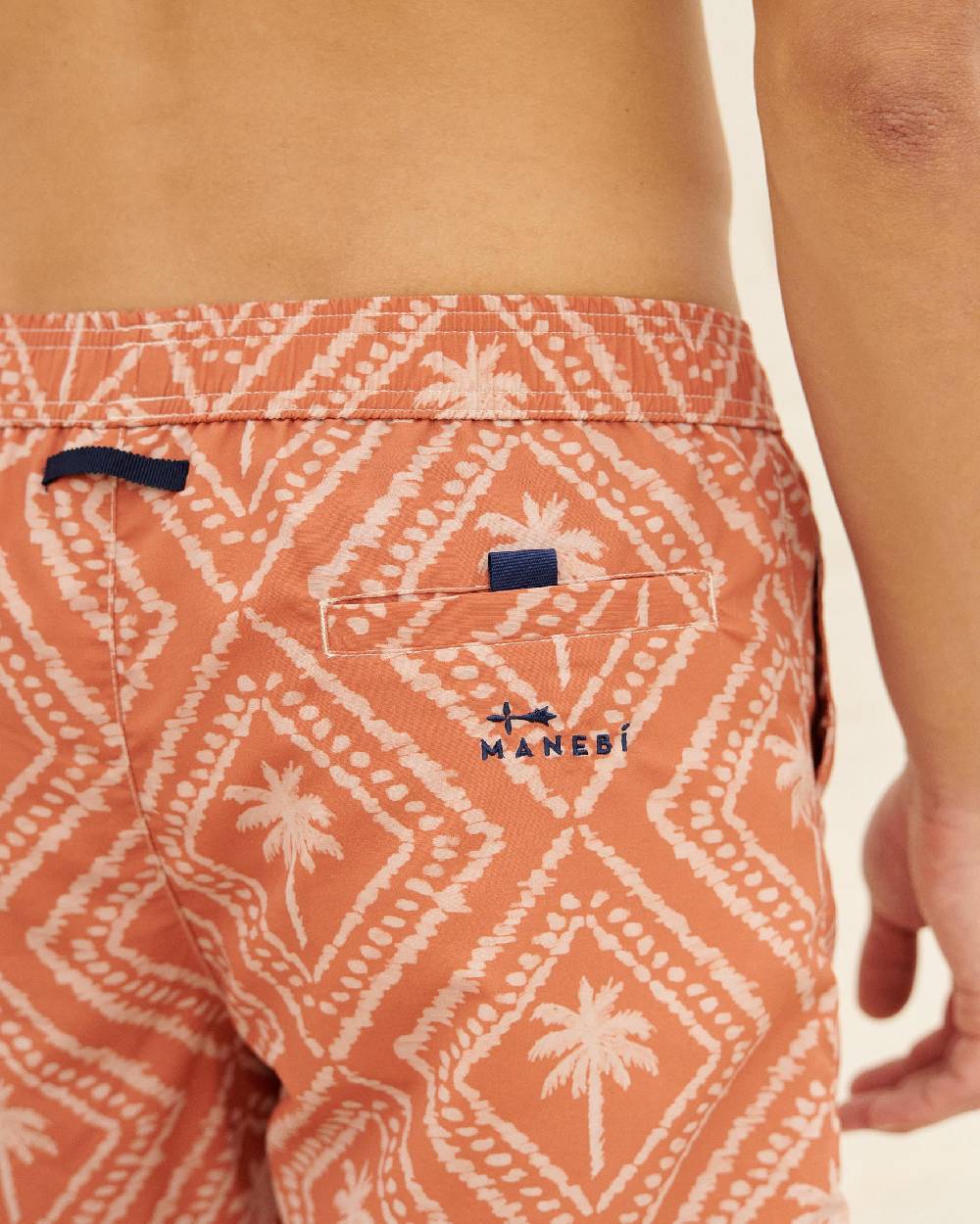 Manebí Printed Swim Shorts - Beige \u0026 Maxi Palm Dusted Rust Comprare a buon mercato