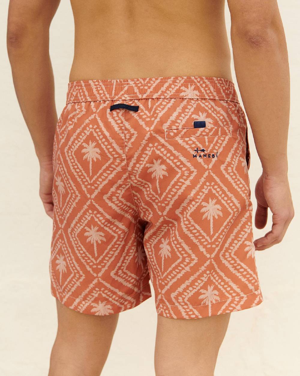 Manebí Printed Swim Shorts - Beige \u0026 Maxi Palm Dusted Rust Comprare a buon mercato