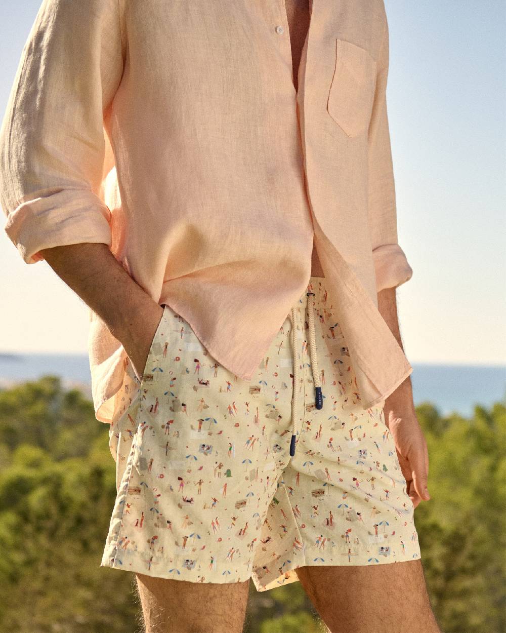 Manebí Printed Swim Shorts - Kids At The Beach Fornitura limitata