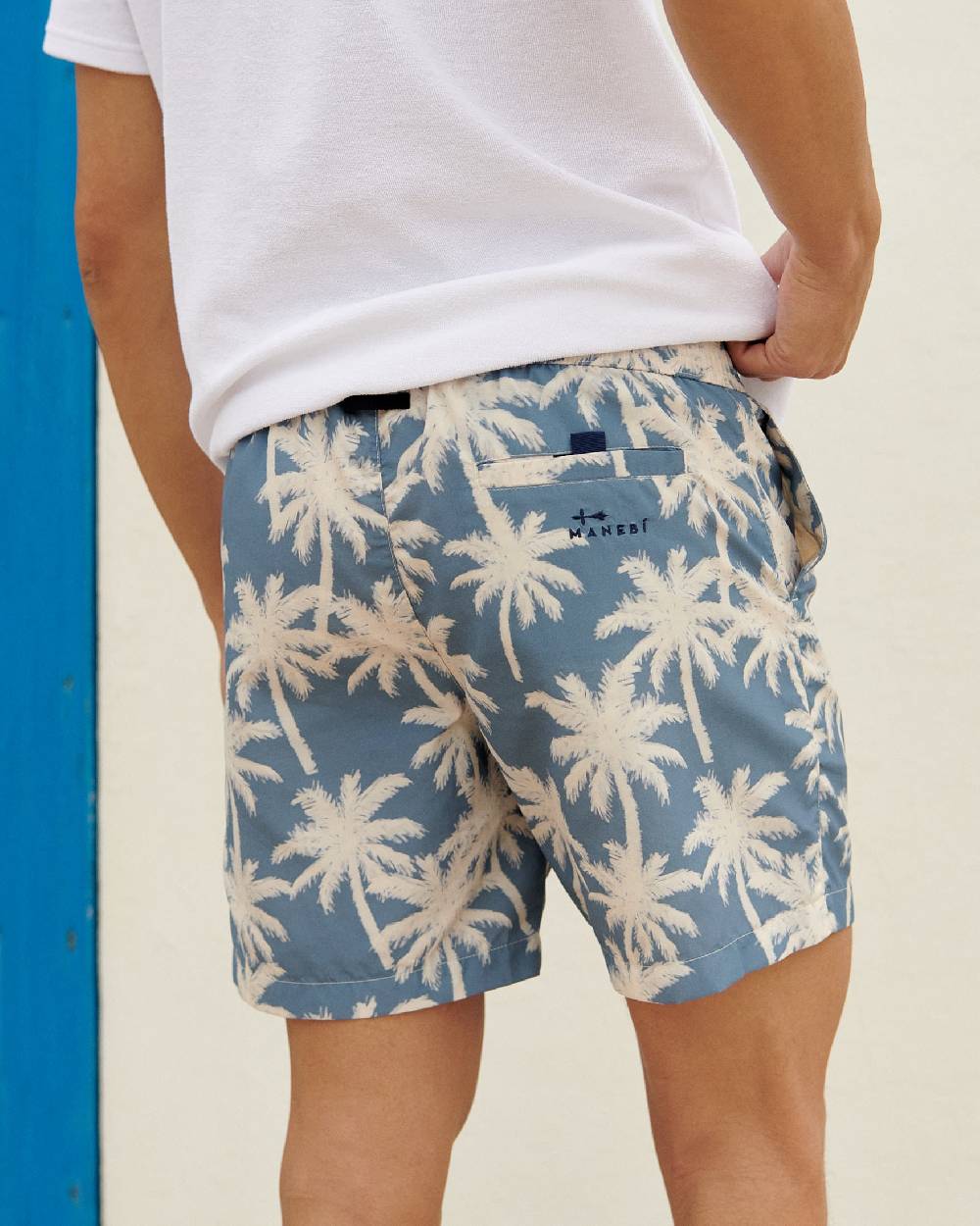 Manebí Printed Swim Shorts Hand Drawn - Gabardine Cotton Indigo Vendite stagionali