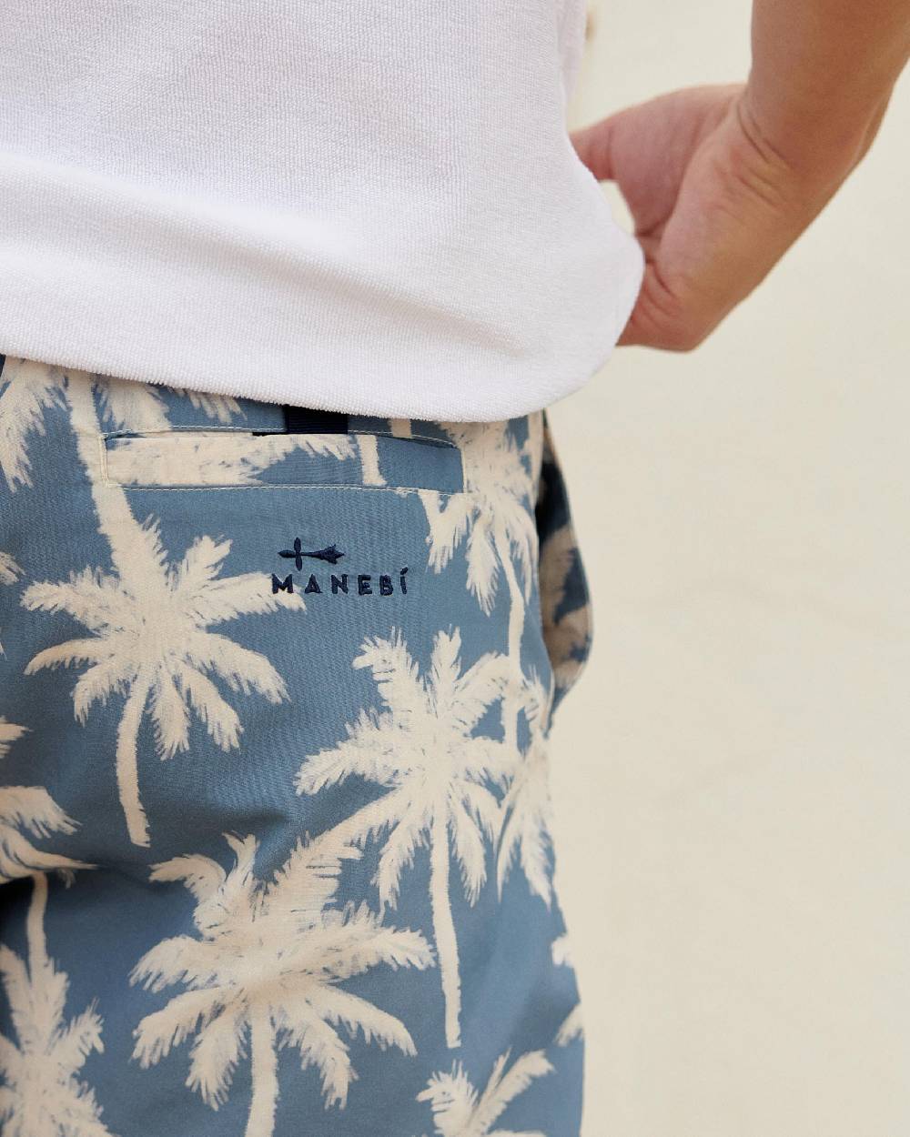Manebí Printed Swim Shorts Hand Drawn - Gabardine Cotton Indigo Vendite stagionali