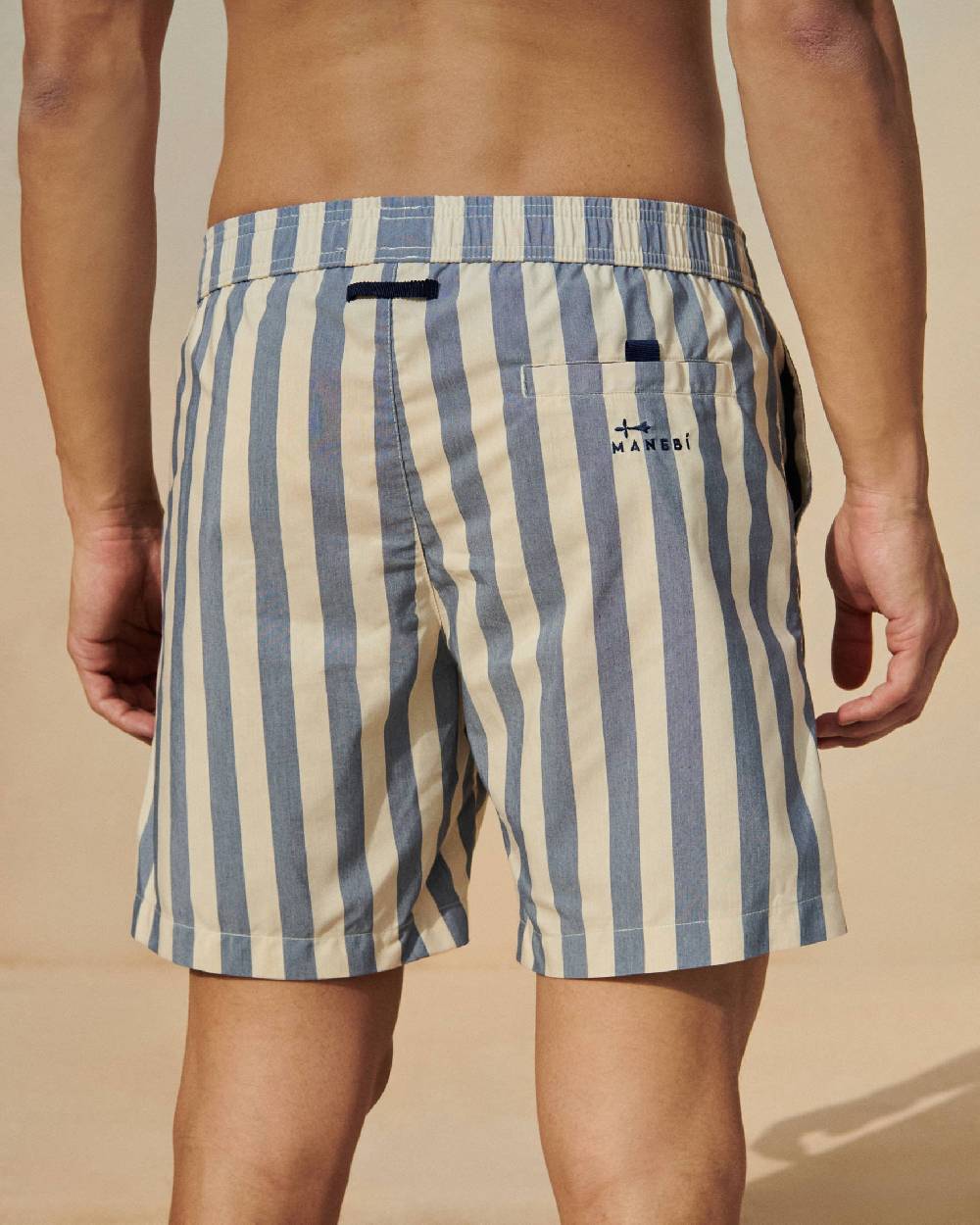 Manebí Printed Macro Stripes Swim Shorts - Navy Blue Macro Stripes Offerta natalizia