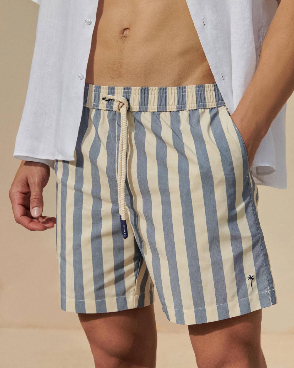 Manebí Printed Macro Stripes Swim Shorts - Navy Blue Macro Stripes Offerta natalizia
