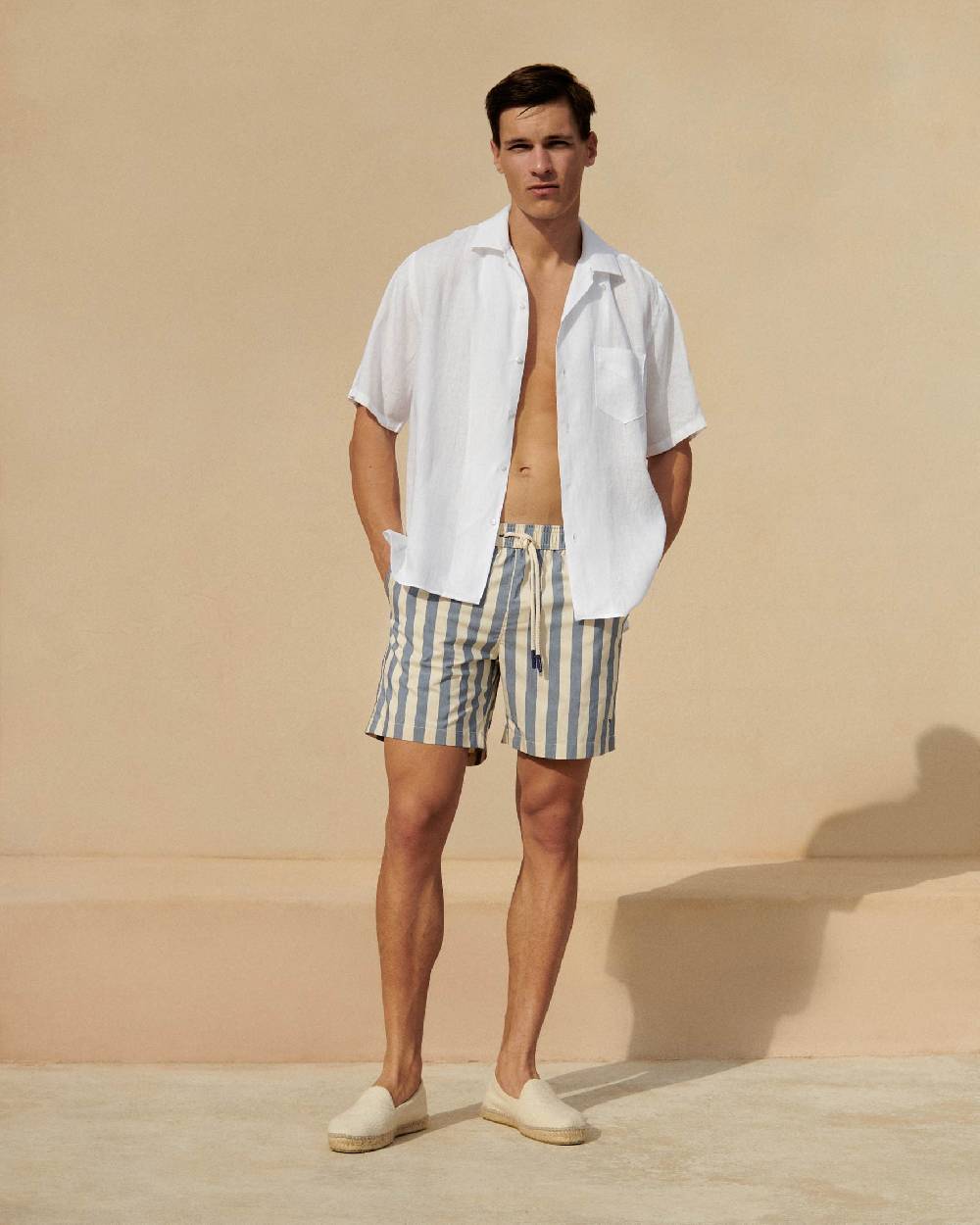 Manebí Printed Macro Stripes Swim Shorts - Navy Blue Macro Stripes Offerta natalizia