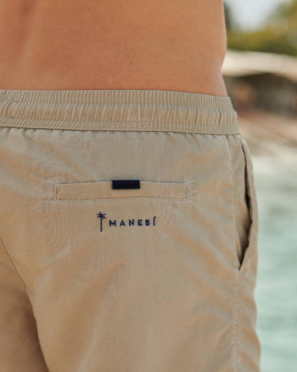 Manebí Solid Color Swim Shorts - Stone Washed Faded Beige Offerta Pasqua