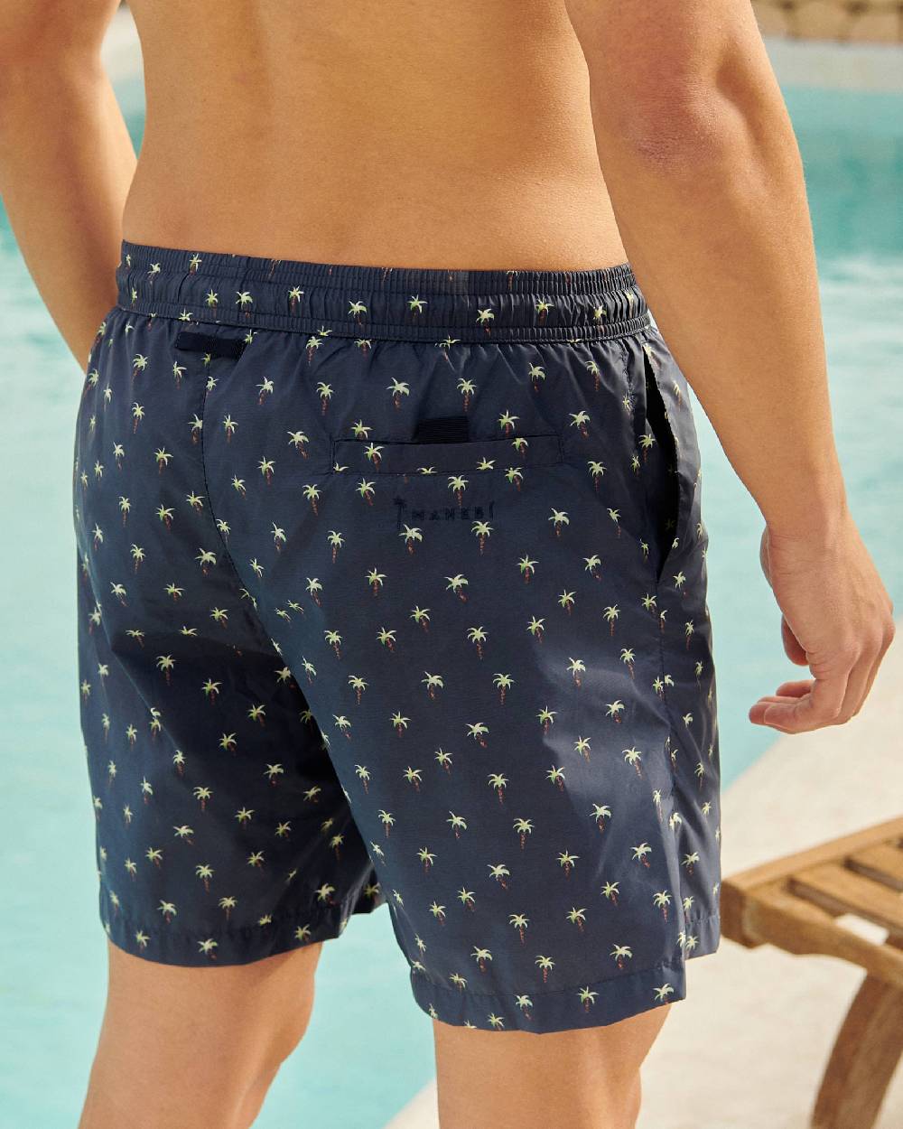 Manebí Printed Palms Swim Shorts - Recycled Ultra Light Blue Palms Watercolors Online Outlet