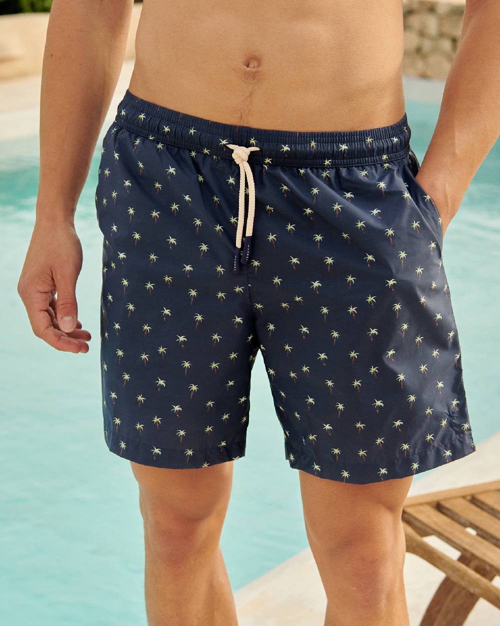 Manebí Printed Palms Swim Shorts - Recycled Ultra Light Blue Palms Watercolors Online Outlet