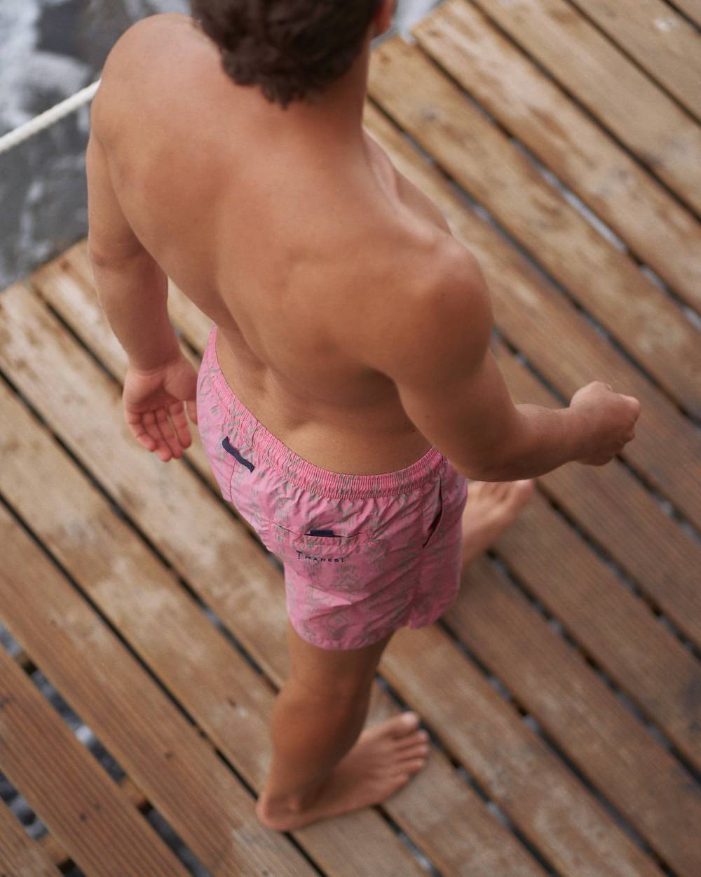 Manebí Printed Ikat With Palm Swim Shorts - Recycled Ultra Light Antique Rose Kaki Ikat W Palm Lightning offer