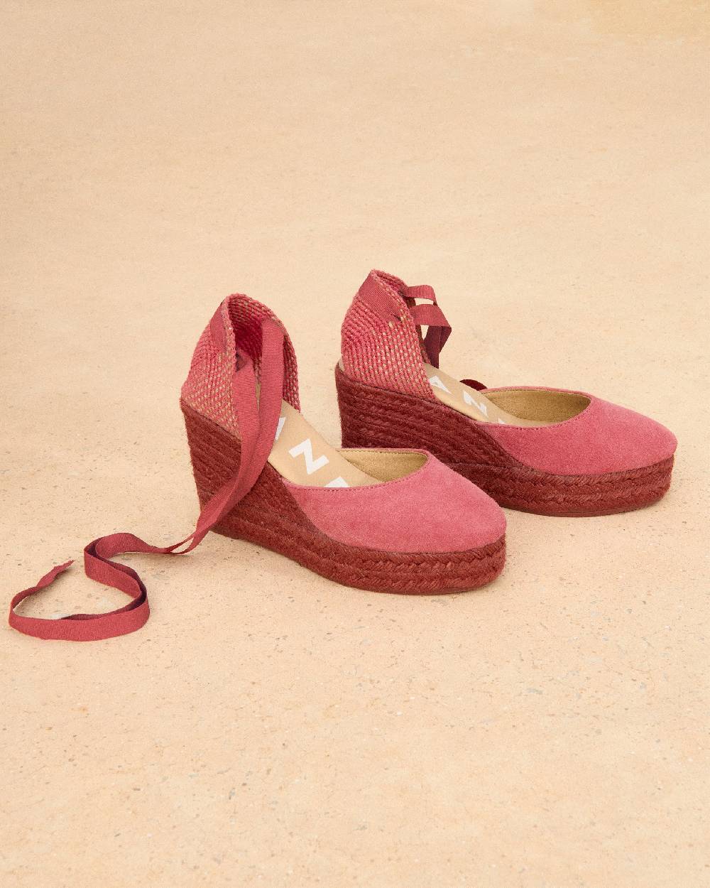 Manebí Soft Suede Wedge Espadrilles - Terracotta On Tone Liquidazione