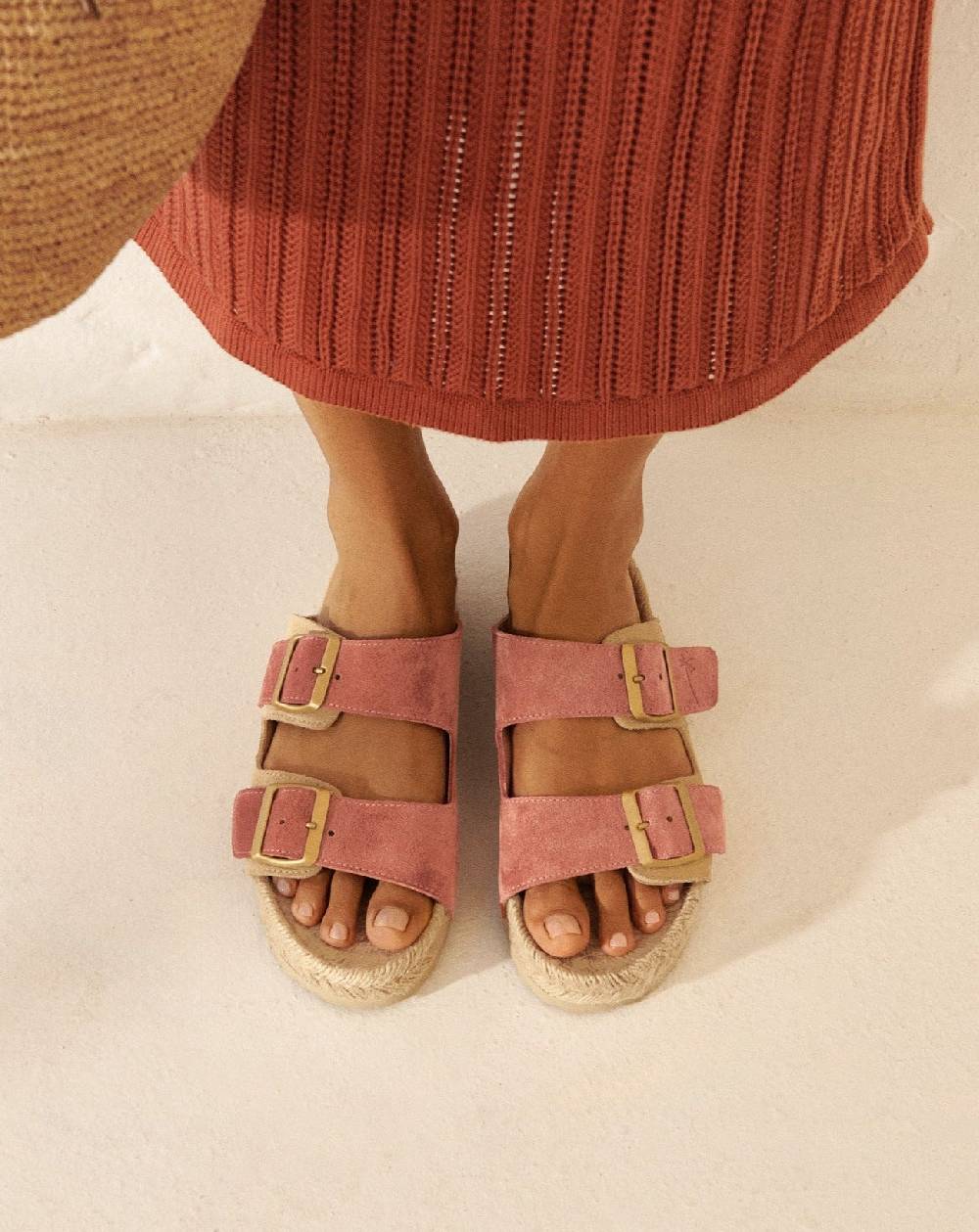 Manebí Suede Nordic Sandals - Terracotta \u0026 Champagne Beige Offerte speciali