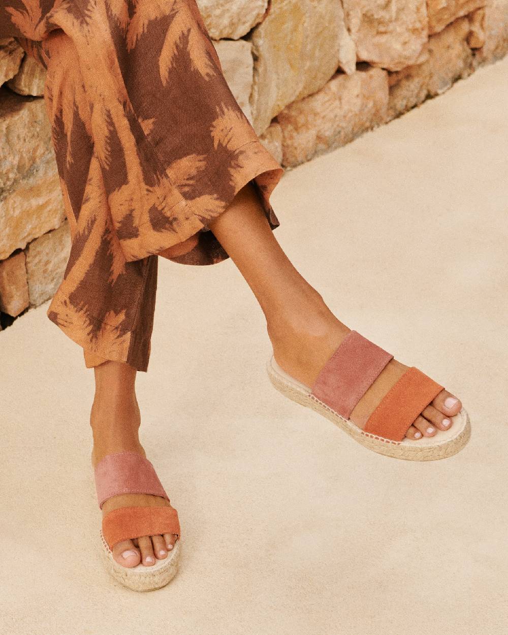 Manebí Suede Two Bands|Double Sole Sandals - Terracotta And Orange Rust Enormi risparmi