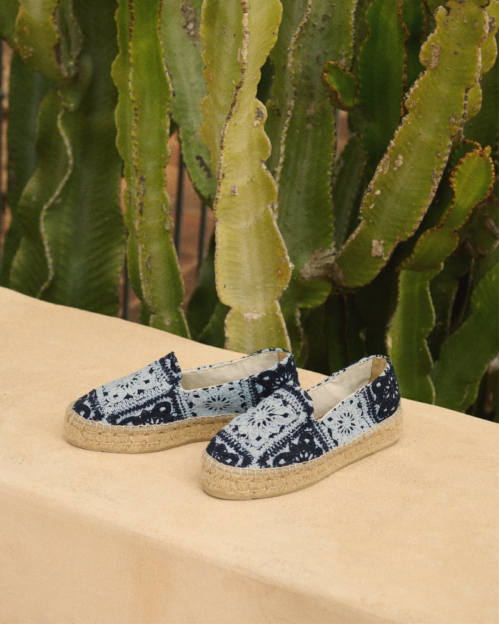 Manebí Cotton Crochet|Double Sole Espadrilles - Indigo \u0026 Navy Blue Rilascio limitato