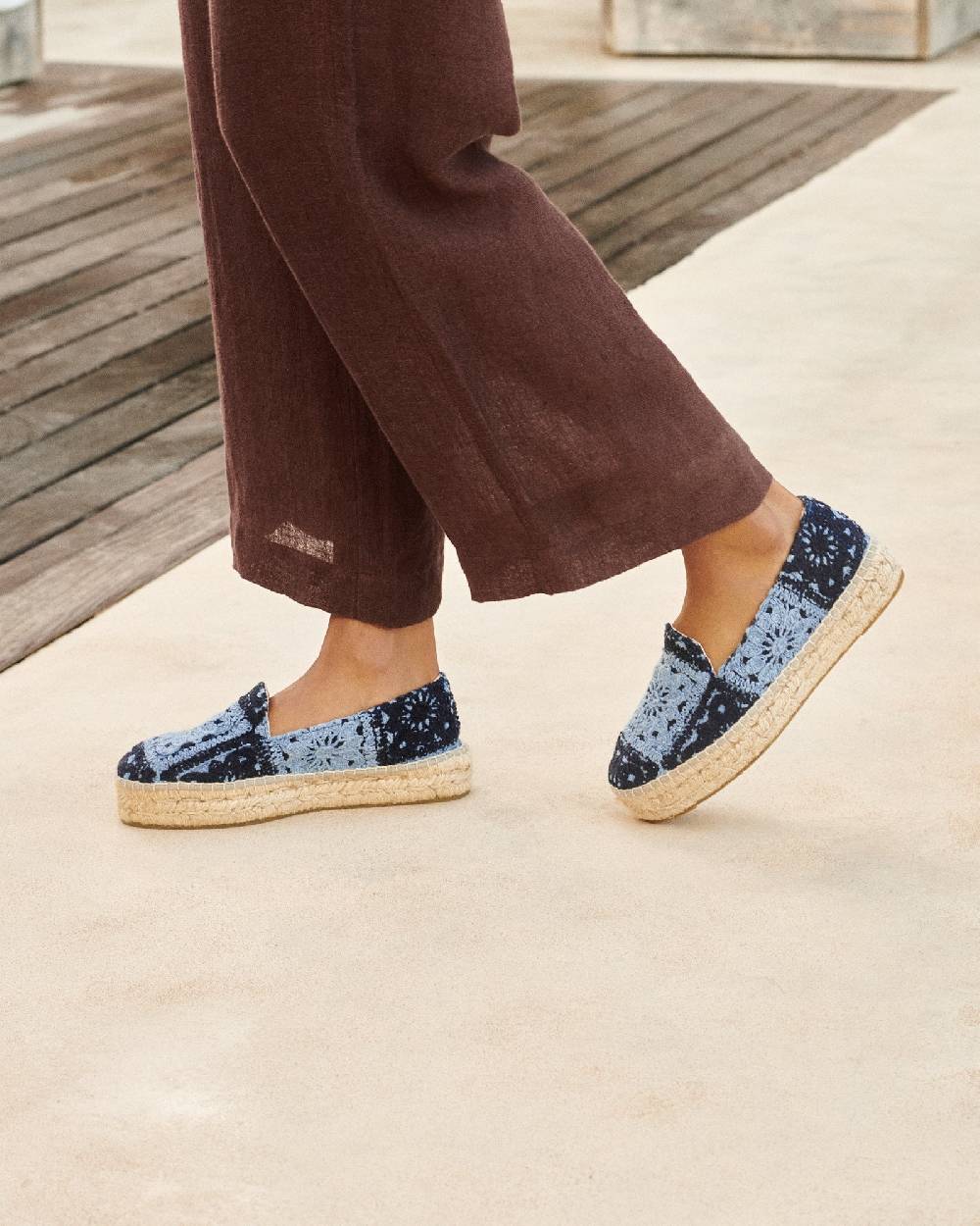 Manebí Cotton Crochet|Double Sole Espadrilles - Indigo \u0026 Navy Blue Rilascio limitato