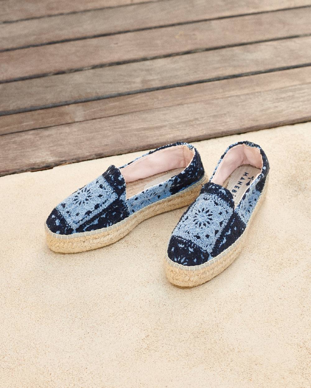 Manebí Cotton Crochet|Double Sole Espadrilles - Indigo \u0026 Navy Blue Rilascio limitato