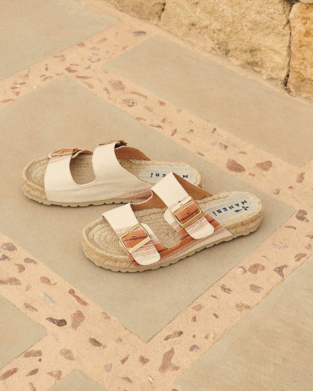 Manebí Cotton Linen And Silk Raw Fabric|Nordic Sandals - Rust Macro Stripe Ultimi due giorni