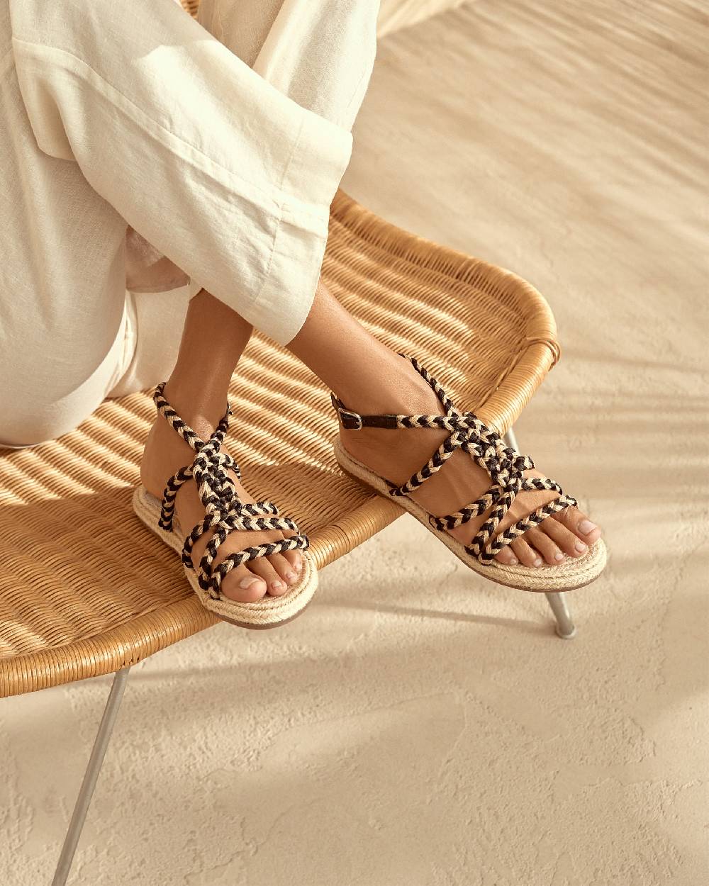 Manebí Jute Tie-Up Rope Sandals - Yucatán Natural Tie-Up Fino al 65% di sconto
