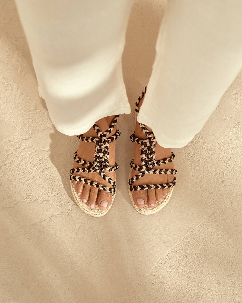 Manebí Jute Tie-Up Rope Sandals - Yucatán Natural Tie-Up Fino al 65% di sconto