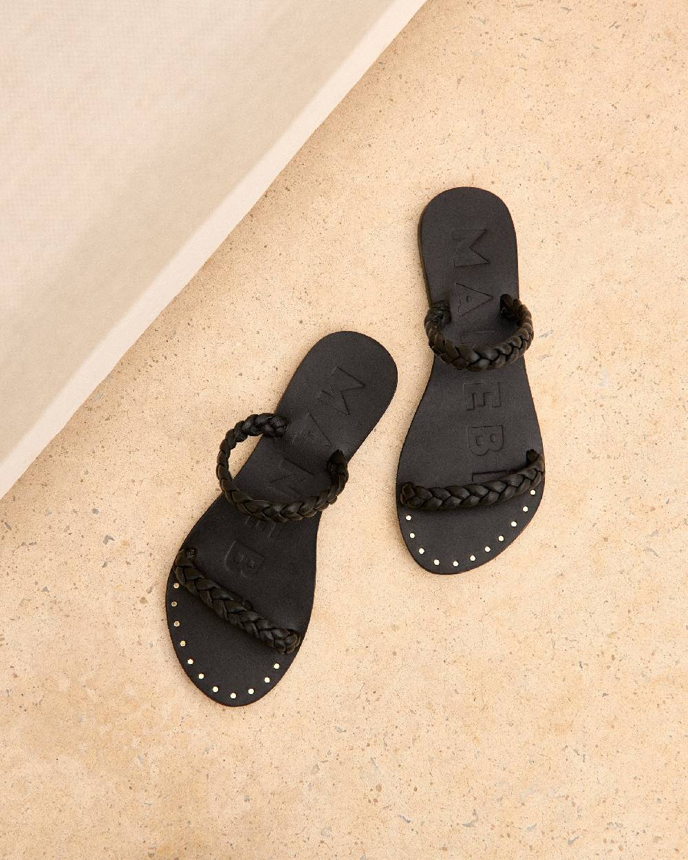 Manebí Leather Two Bands Sandals - Canyon Black Only for today