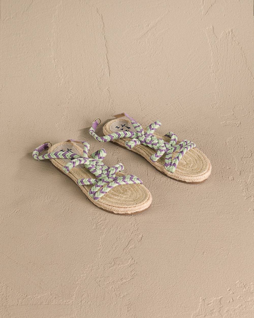 Manebí Jute Tie-Up Rope Sandals - Sage And Wisteria Lilac Enormi sconti