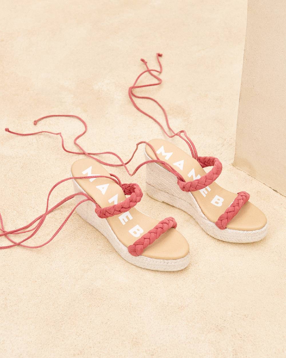 Manebí Soft Suede Two Braided Bands|Wedge Espadrilles - Terracotta 50% di sconto per tempo limitato