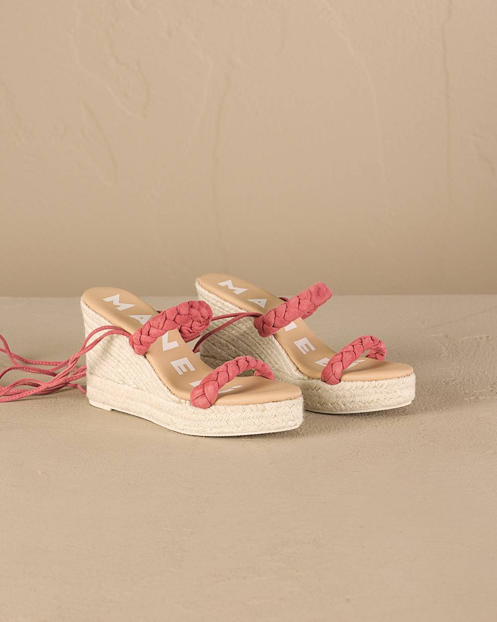 Manebí Soft Suede Two Braided Bands|Wedge Espadrilles - Terracotta 50% di sconto per tempo limitato