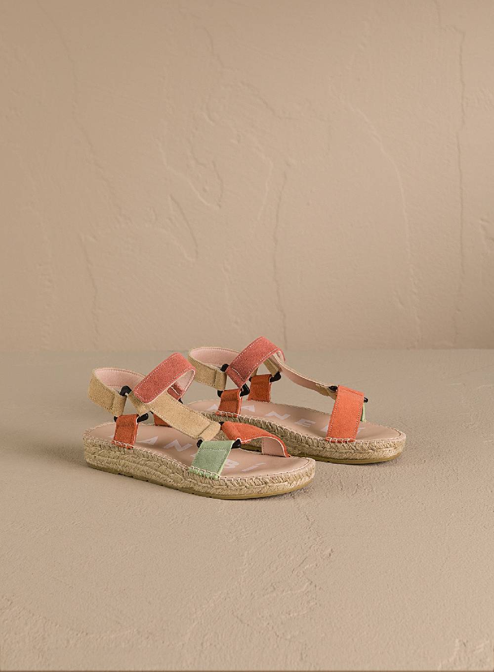 Manebí Suede Hiking Sandals - Orange Rust Champagne Beige And Terracotta Italy