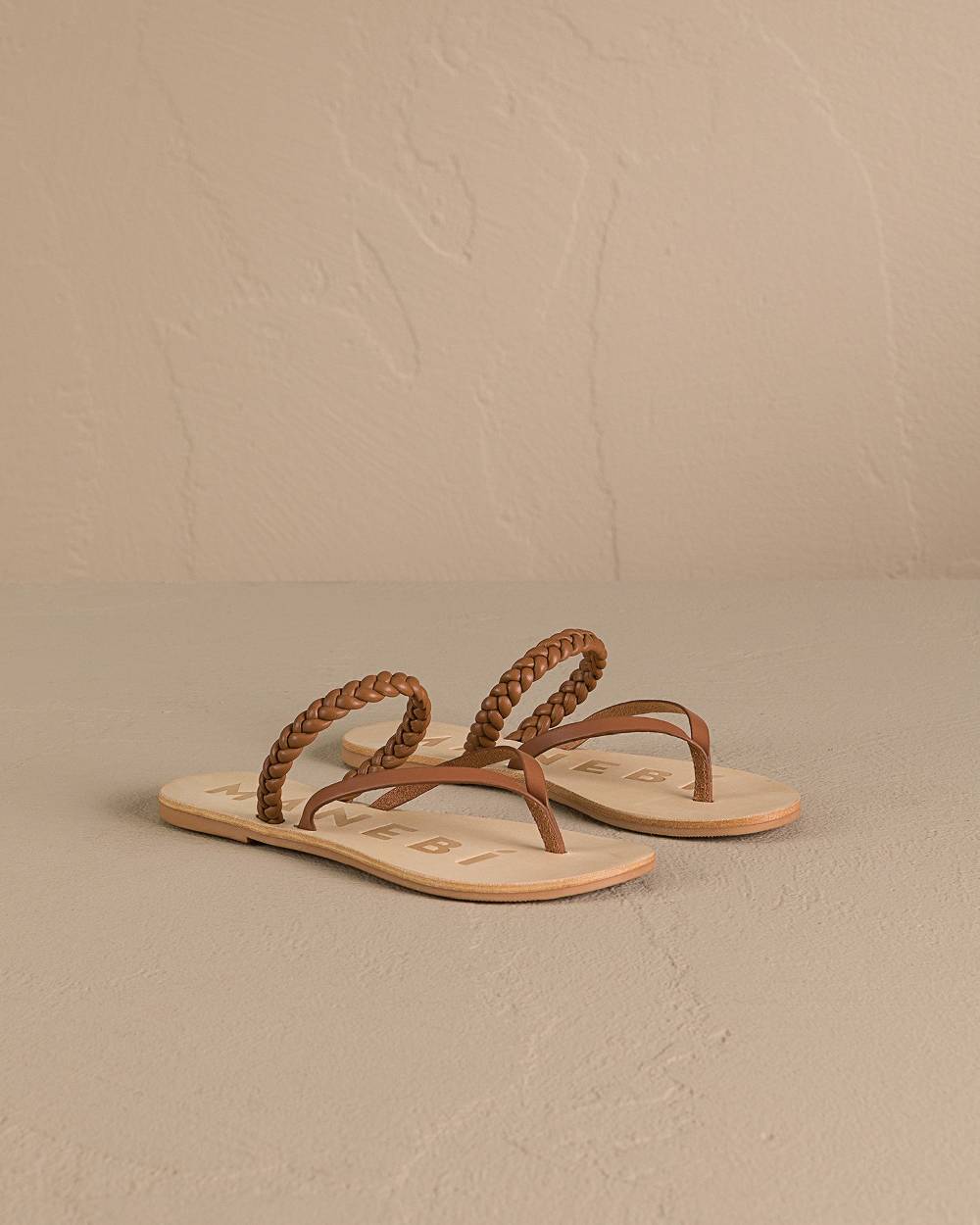 Manebí Leather Braid Thong Sandals - Canyon Tan Acquista Ora