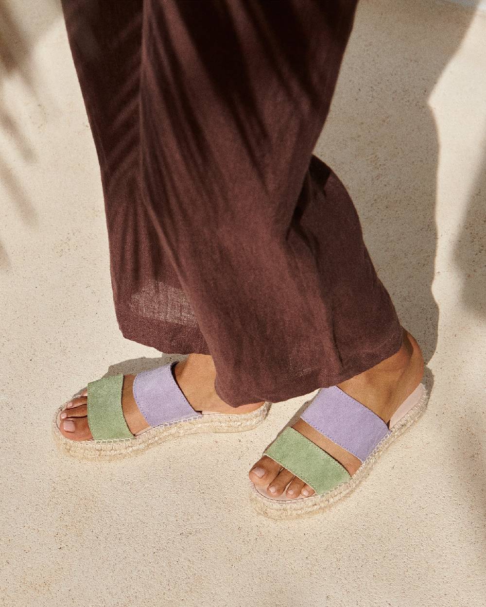 Manebí Suede Two Bands|Double Sole Sandals - Wisteria Lilac And Sage Outlet