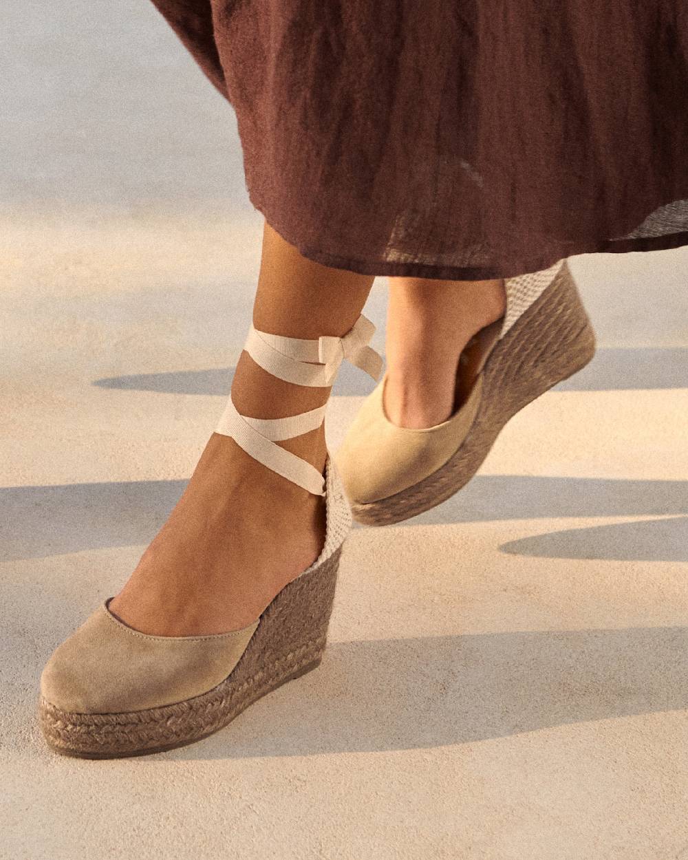Manebí Soft Suede Wedge Espadrilles - Hamptons Vintage Taupe On Tone Hotsell