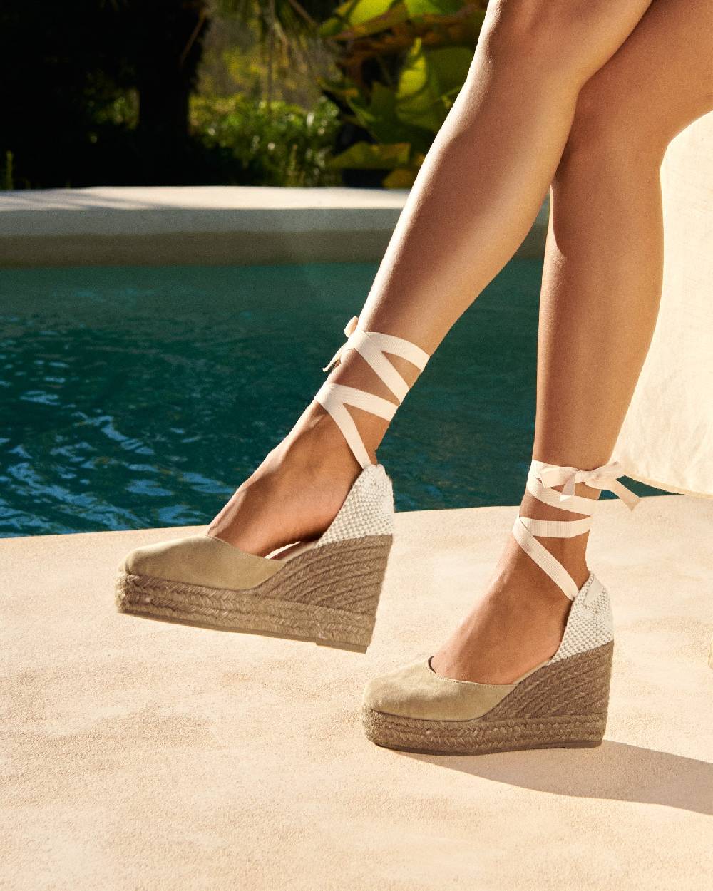 Manebí Soft Suede Wedge Espadrilles - Hamptons Vintage Taupe On Tone Hotsell