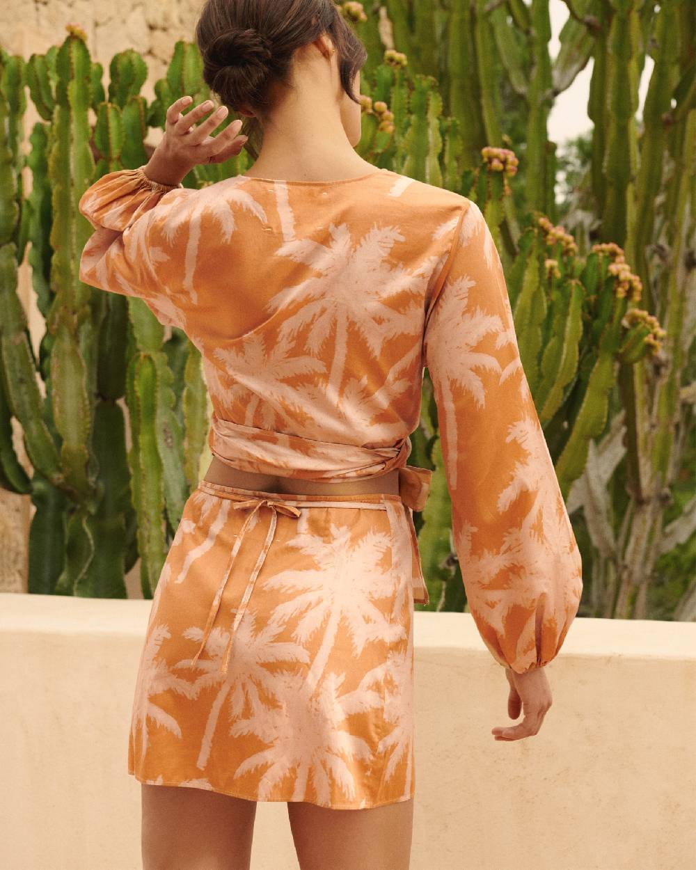 Manebí Printed Cotton Icara Top - Sunbaked \u0026 Cream Pink Maxi Palm I Più Venduti