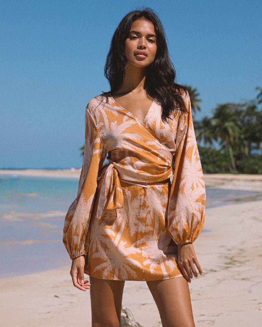 Manebí Printed Cotton Icara Top - Sunbaked \u0026 Cream Pink Maxi Palm I Più Venduti